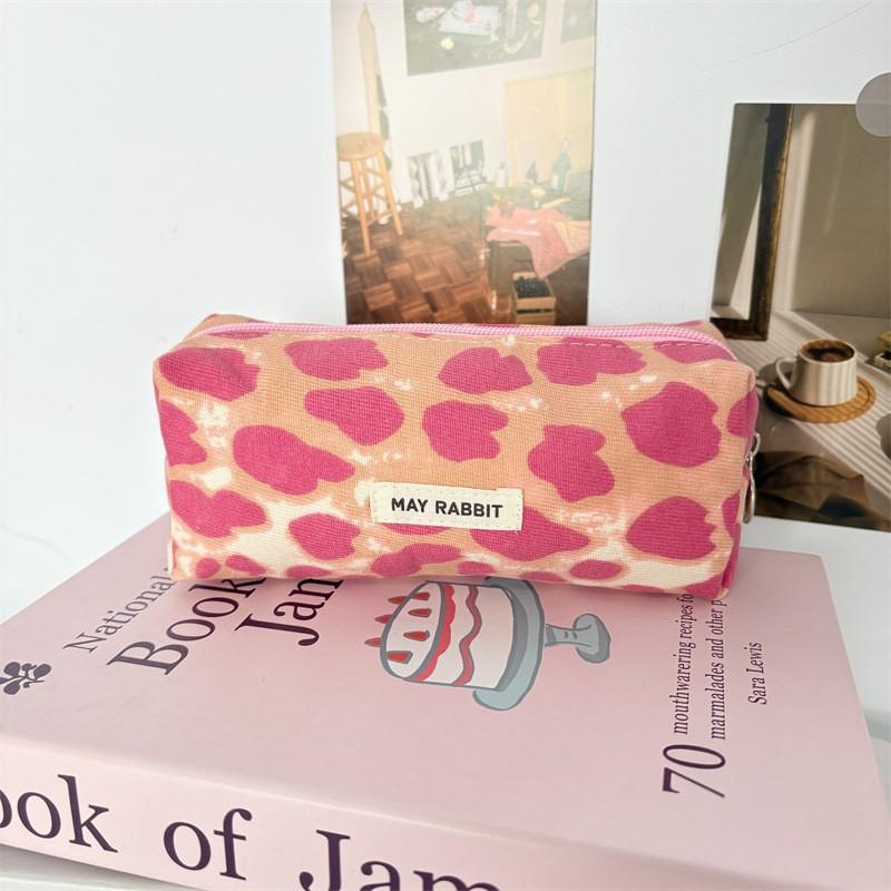 Cute Corduroy Makeup Bags Pencil Case Solid Color Pen Bag Pouch Gift for Girls School Office Stationery Organizer Supplies