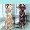 Summer Floral Dress With Polyester Fabric And High Waist For Women