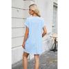 YYFS Women's Fashion Summer Spring Solid Color Print Short Sleeve O-Neck Loose Waistline Casual Dresses