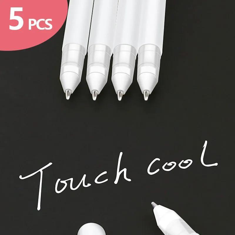 

5pcs White Gelly Roll Gel Pen 0.8mm Highlight Marker Art Drawing Painting Pen Journaling White Ink Line Pens School Supplies белый