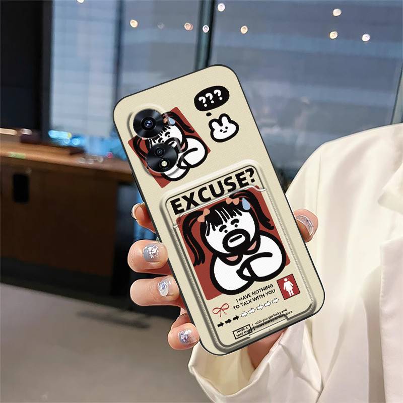 Fashion Design Card sleeve Phone Case For OPPO A97 5G Card slot Back Cover protective TPU Cartoon Durable Waterproof
