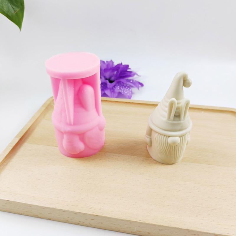 Christmas Candle Mold Long Ear Santa Claus Silicone Mold Gnome Epoxy Resin Mold 3D Casting Mold for DIY Aromatherapy