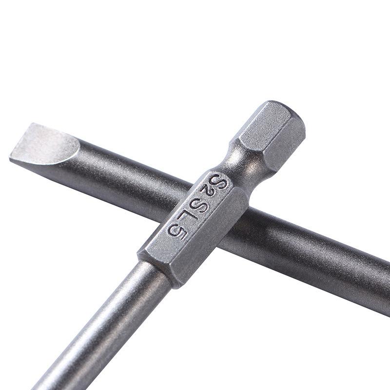 4-Piece 100mm S2 Steel Straight Screwdriver Bits: SL3, SL4, SL5, SL6