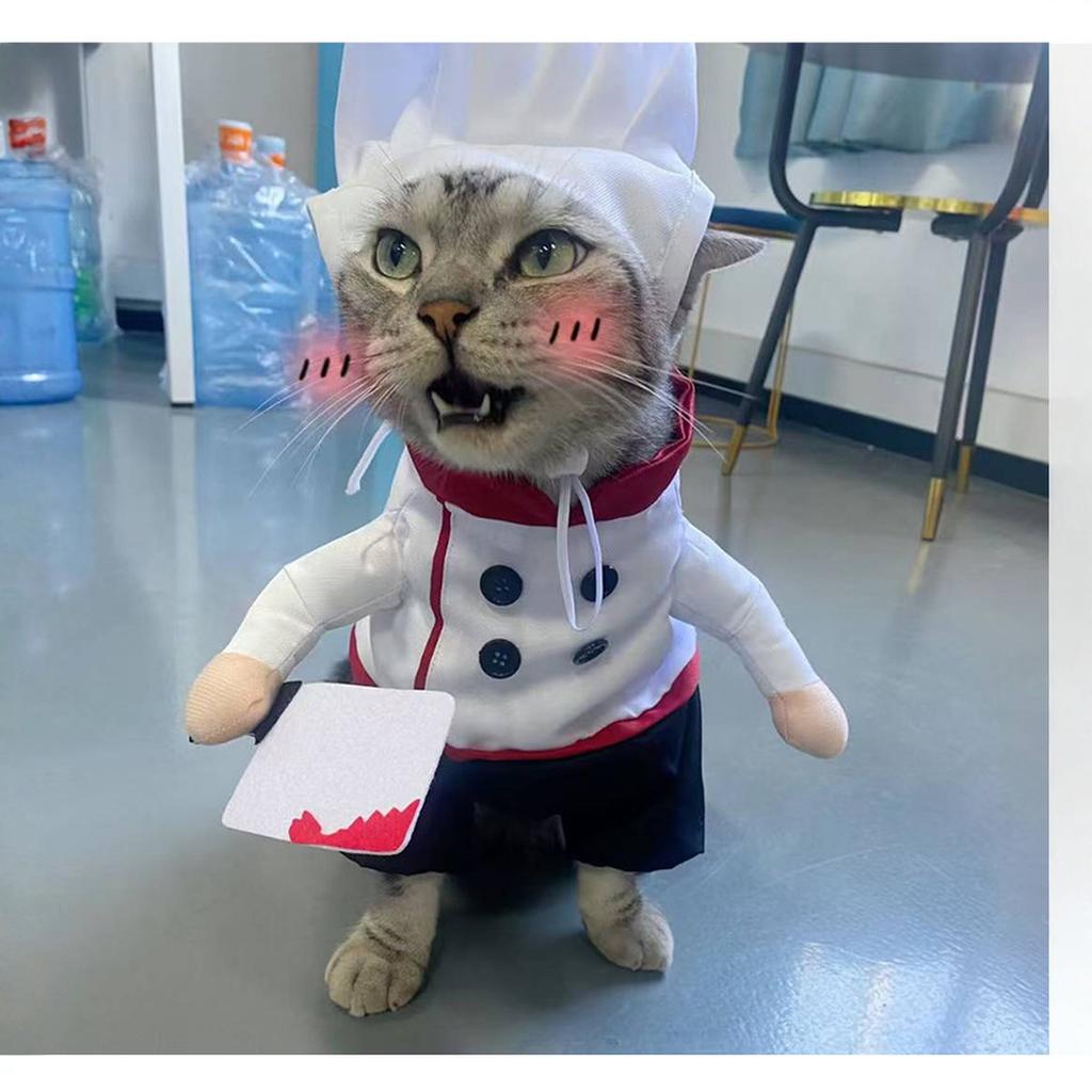 Halloween Funny Pet Costume Chef Cosplay Dress Party Dress Up Apparel In Stock