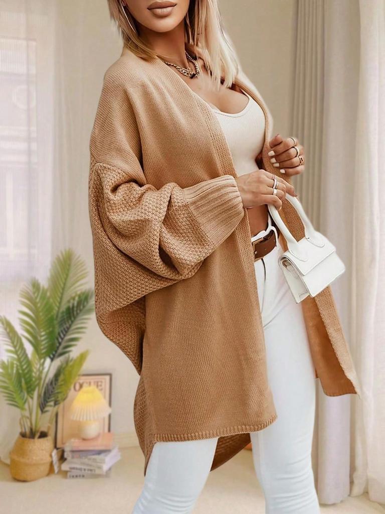 Women's Oversized Long Cardigan Sweater Open Front Batwing Sleeve Fall Knitwear