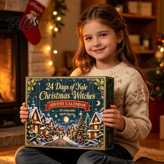 Decorative Figures for Window Christmas Witches Advent Calendar 2026, 24 Days Yule Countdown Box, 2D Artistic Craft Handbook Matching Acrylic