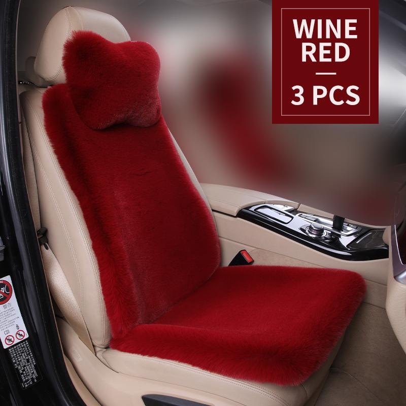 Universal Winter Car Seat Cushion Headrest Faux Fur Sheepskin Front Rear Thickened Plush Car Seat Cover Warm Fluffy Auto Cushion