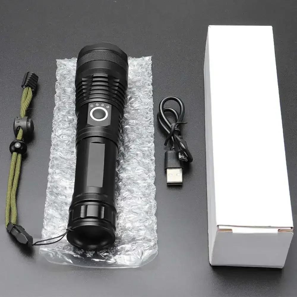 90000LM High Power XHP50 Led Flashlight Rechargeable Torch Zoom Usb Hand Lantern Camping Outdoor Waterproof Emergency