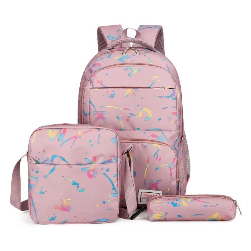 

SAIERNA 3-Piece Letter Print Casual Backpack Set for Girls One Size