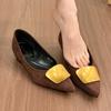 French Metal Square Buckle Shallow Mouth Single Shoes Female Pointed Head Commuting Within The High One Foot Stirrups
