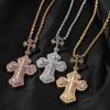 European and American Style Cross Hip-hop Necklace Men's and Women's Trendy Copper Inlaid Zircon Versatile Couple Necklace