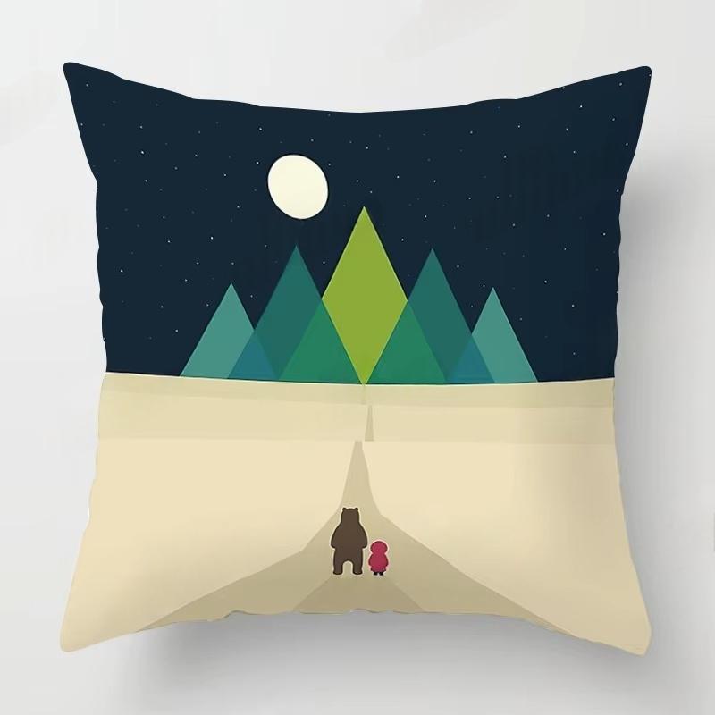 

Double Sided Nordic Cartoon Pillow Cover Modern Kawaii Design for MultiScene Living Room Sofa and Kids Space Decor 45cmx45cm