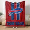 Name Custom Buffalo Bills Logo Print Flannel Blanket High Quality Warm Comfortable Cover for All Seasons Perfect for Gifts Home Decor