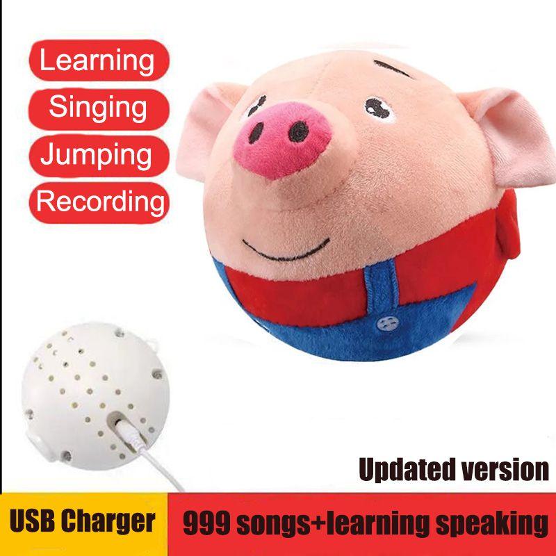 Usb Talking Jump Ball Vibrating Anpanman Music Pig Ball Plush Toy For Kids With 999 Chinese Songs