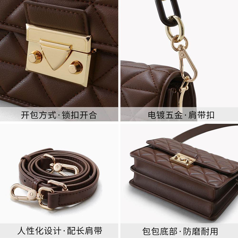 New Niche High-end Leather Small Fragrant Wind Rhombus Chain Underarm Small Square Bag Single Shoulder Messenger Bag Women's Bag