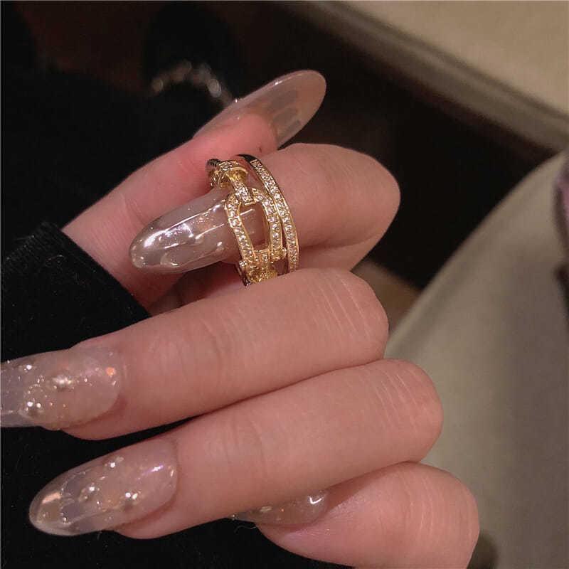 Diamond Knot Korean Influencer Adjustable Ring – Elegant, Chic Style Index Finger Accessory
