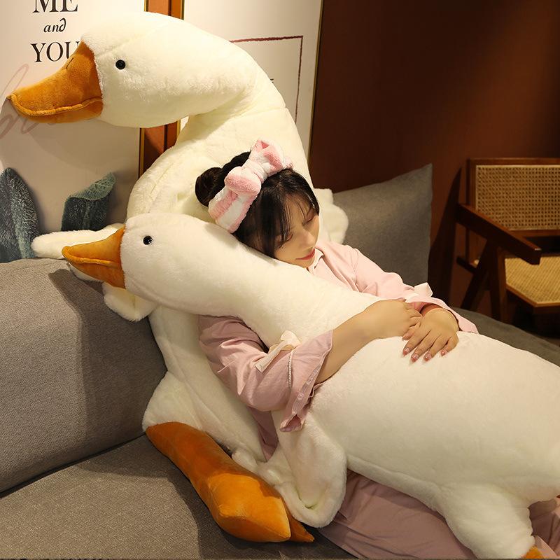 Simulated Big White Goose Doll Plush Animal Long Pillow For Children To Comfort Big Goose Pillow Duck Doll To Accompany Sleeping