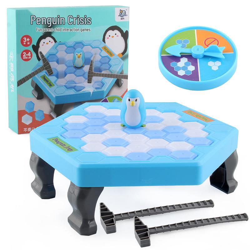 Penguin and Dinosaur Ice Knock Challenge: Educational Parent-Child Game