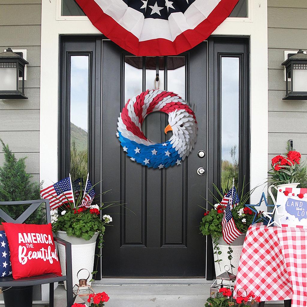 USA Independence Day Wreath, American Flag Patriotic  Wreath Front Door Decoration