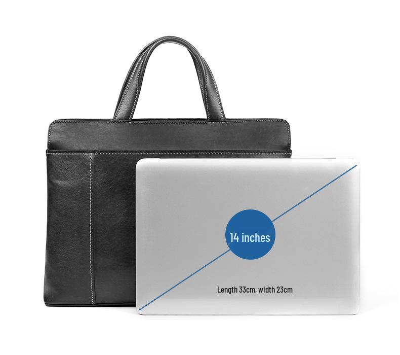 Geantă de mână și geantă de umăr pentru bărbați din piele naturală - Geantă de mână business casual cu capacitate mare