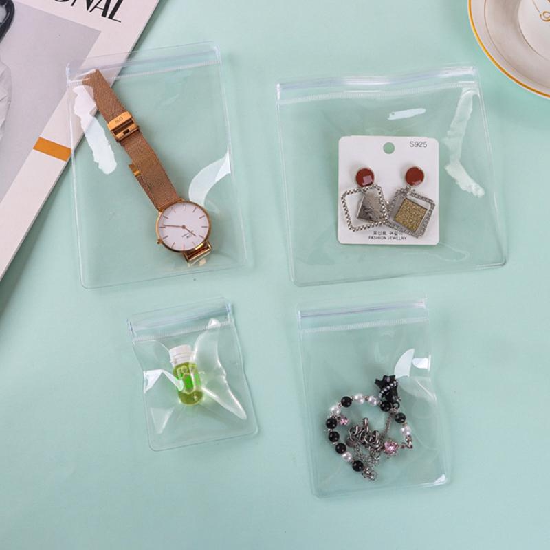 20 st PVC Genomskinliga Blixtlåspåsar Anti-oxidation Smyckesorganisatörspåse Dammsäker Resegåvor Förvaringspåsar