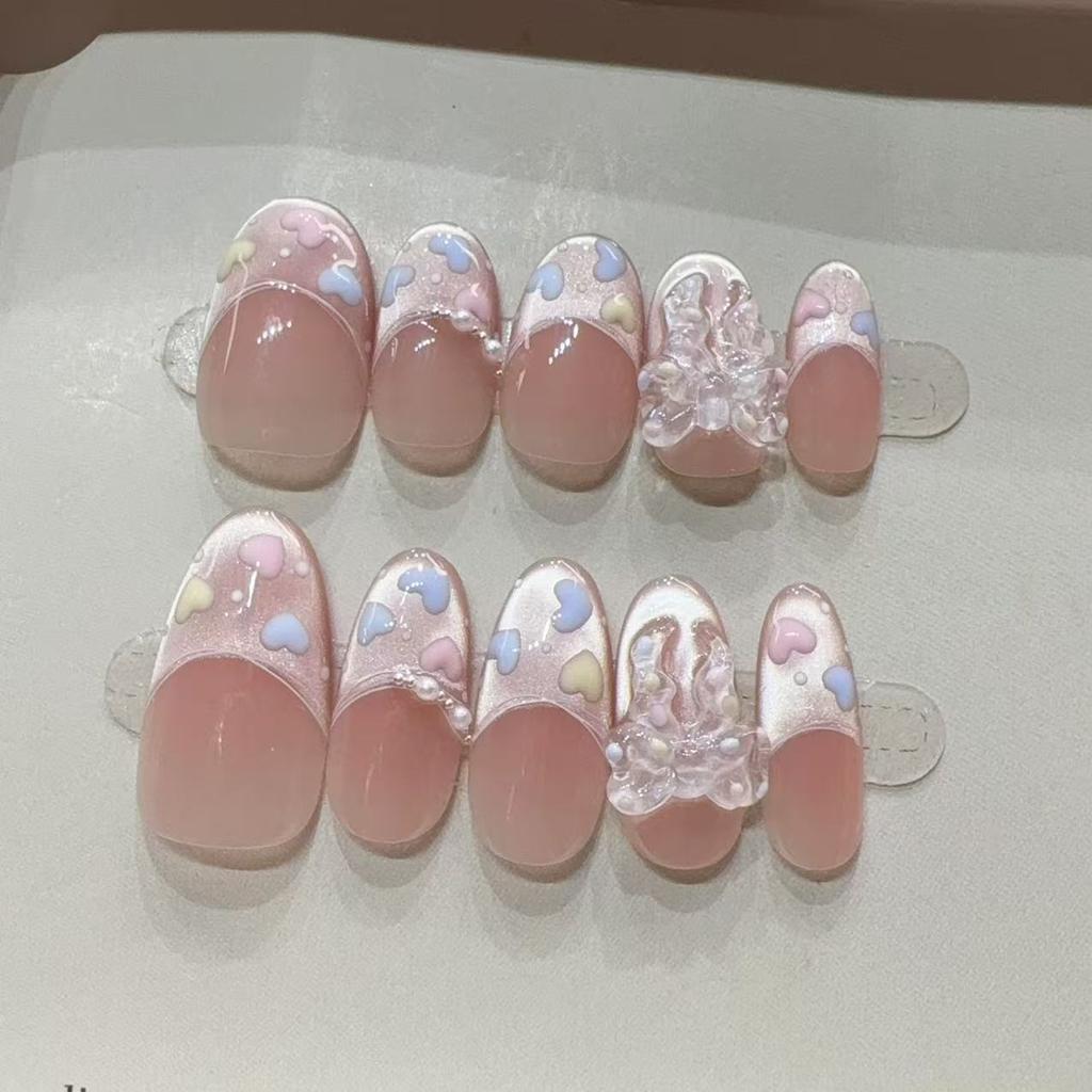 Pure Hand-woven Armor New Style Princess Dream Hand-painted Three-dimensional Color Love Cat Eye Temperament Nail Patch