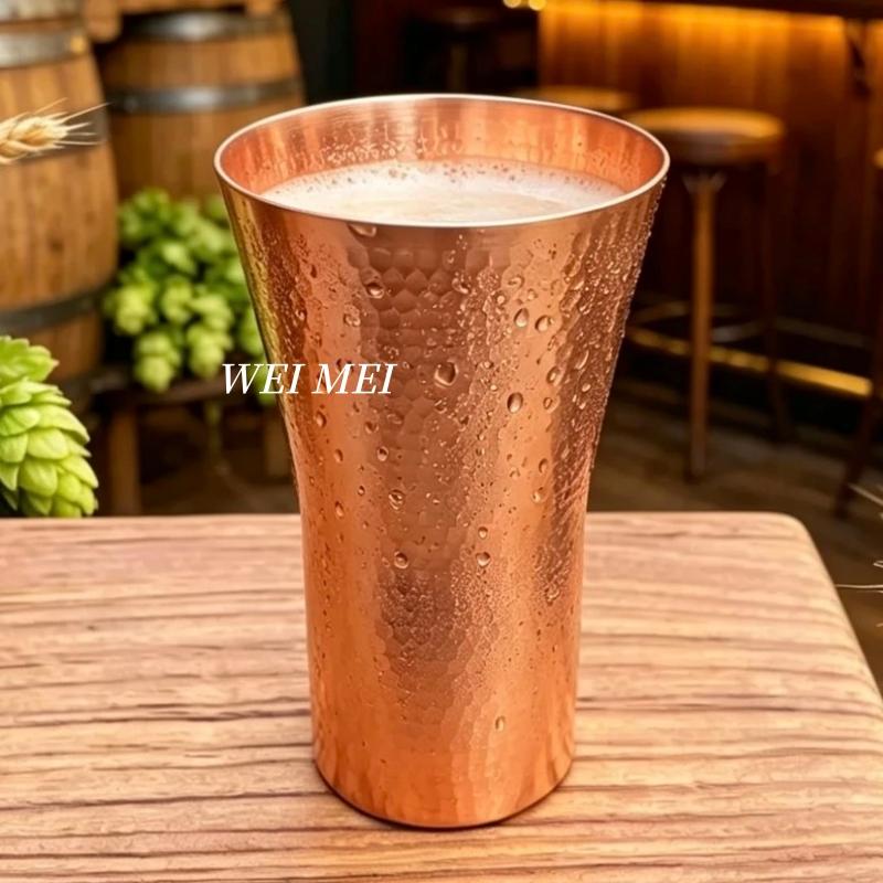 Pure Copper Vintage Coffee Mug,Camping 400 ml Cold Drink Beer Cup,Handcrafted Wide-Mouth Shape Smooth Texture Tea Cup Drinkware