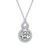 Moissanite Gourd Necklace Pendant for Women - Classic Round Diamond Four-Prong Design on Clavicle Chain