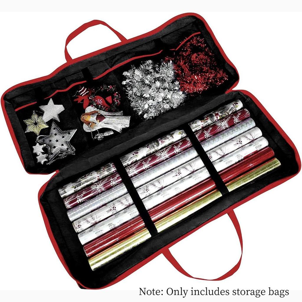 1pc Large Capacity Christmas Wrapping Paper Storage Bag - Gift Wrap Organizer for Bows, Ribbons & Rolls, Under-Bed Craft Drawer