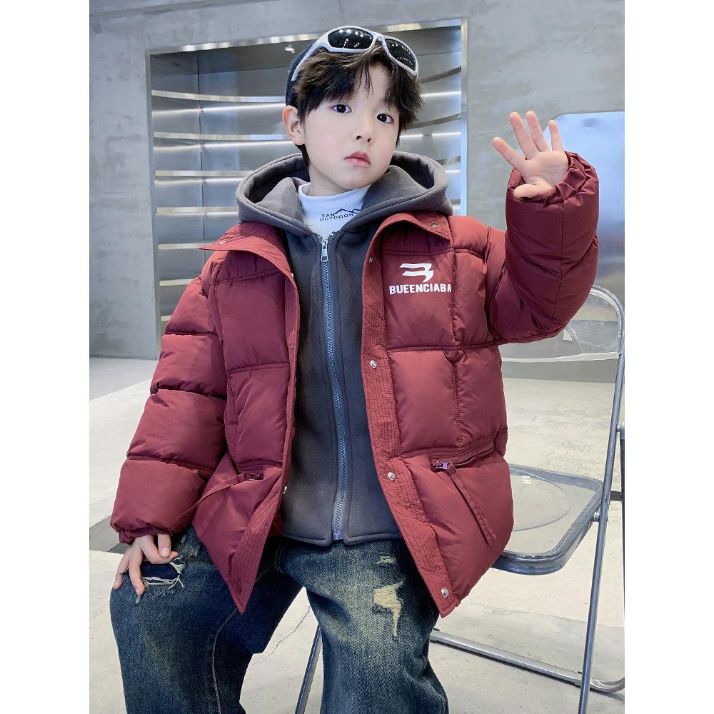 Boys' Red Winter Two-in-One Thickened Cotton Jacket