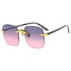 Gradient Color Rimless UV Protection SunEyewear Stylish Square Sun Eyewear Female and Male Outdoor Eye Protection Sun Eyewear Eyewear