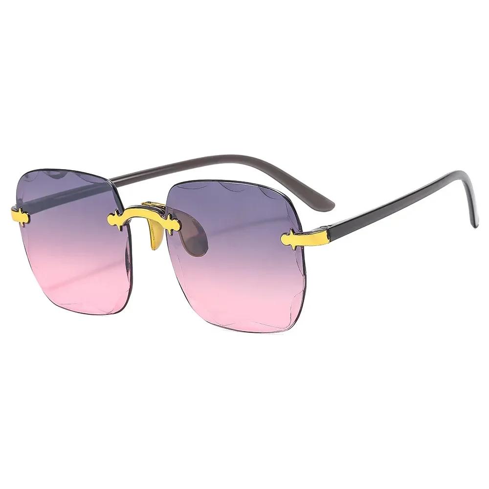Gradient Color Rimless UV Protection SunEyewear Stylish Square Sun Eyewear Female and Male Outdoor Eye Protection Sun Eyewear Eyewear