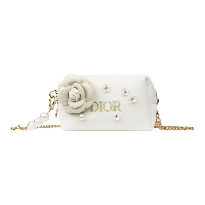 

DIOR [Customized Cosmetic Bag] Canvas White Lover Fresh Street Allure Velvet High-end Beauty Girls Storage Bag Platinum золотой