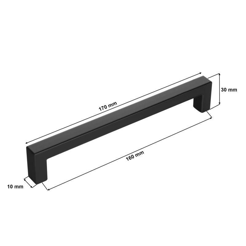 10 Unidades Puxadores de Móveis Buracos Quadrados Pretos 128mm/160mm Puxadores Modernos para Gavetas de Armário