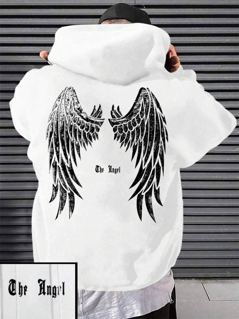 Autumn Hoodie for Man Angel's Wings Printing Male Hoody Match Loose Sweatshirt Fashion Fleece Basic Daily Comfortable Hoodie