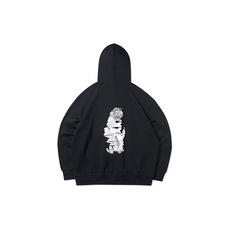 Li-Ning BadFive Basketball Series Themed Print Hoodie Men Hoodie Black AWDR071-4