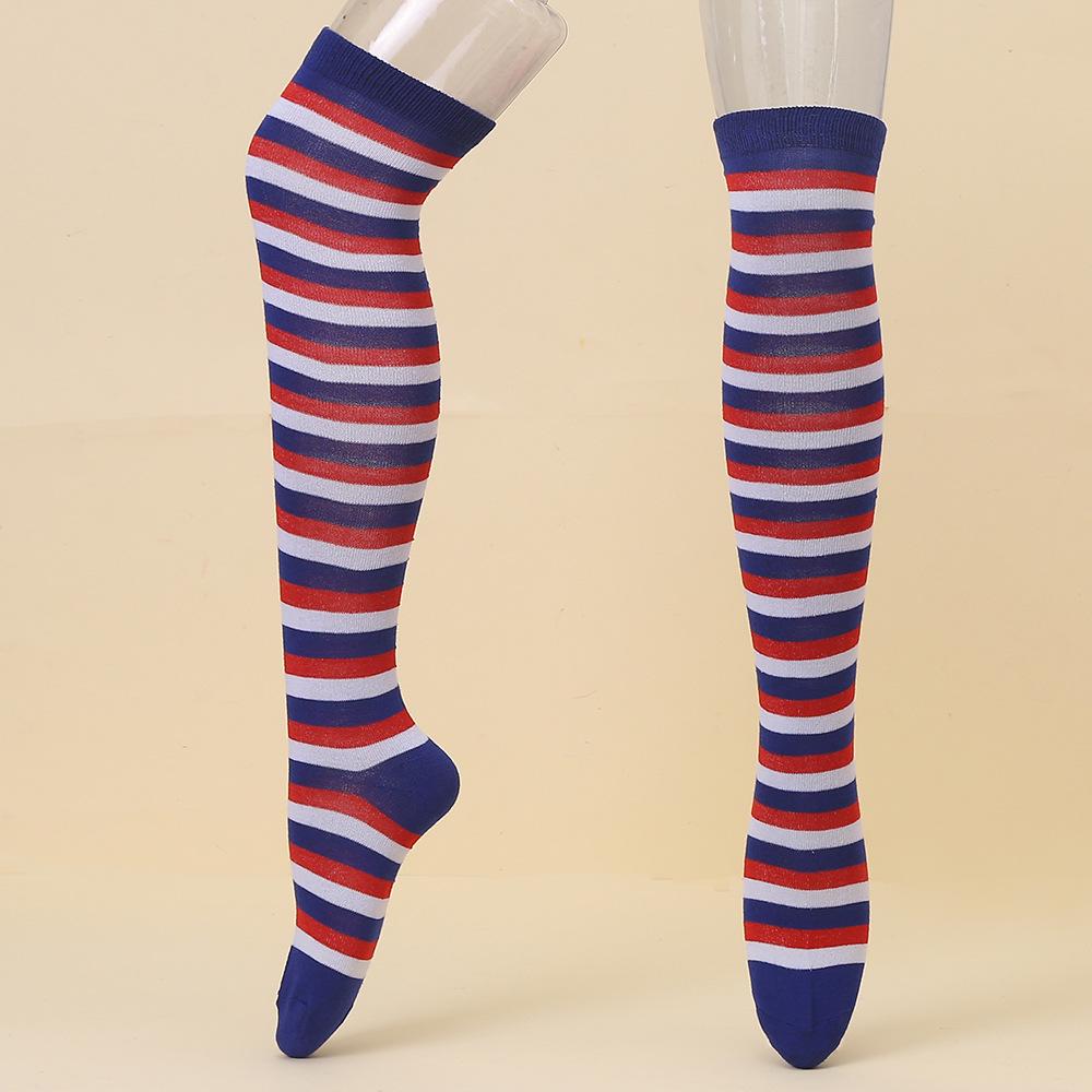 European & American Halloween Christmas Striped Over-the-Knee Socks for Women's Cosplay
