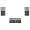 4 Piece TV Wall Unit with LED Lights Grey Sonoma