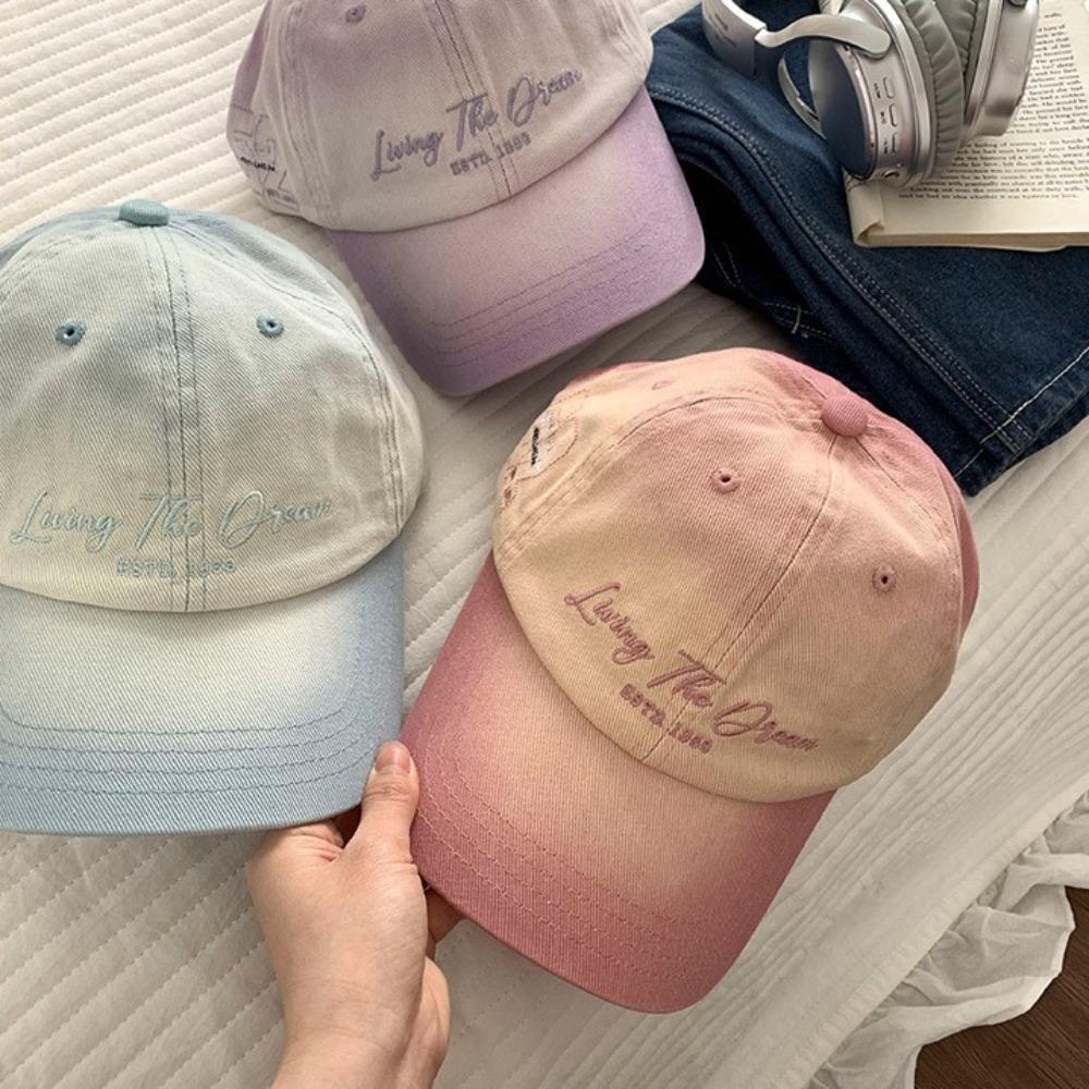 Gradient Color Baseball Cap American Retro Curved Brim Hat Trendy Peaked Cap  Daily