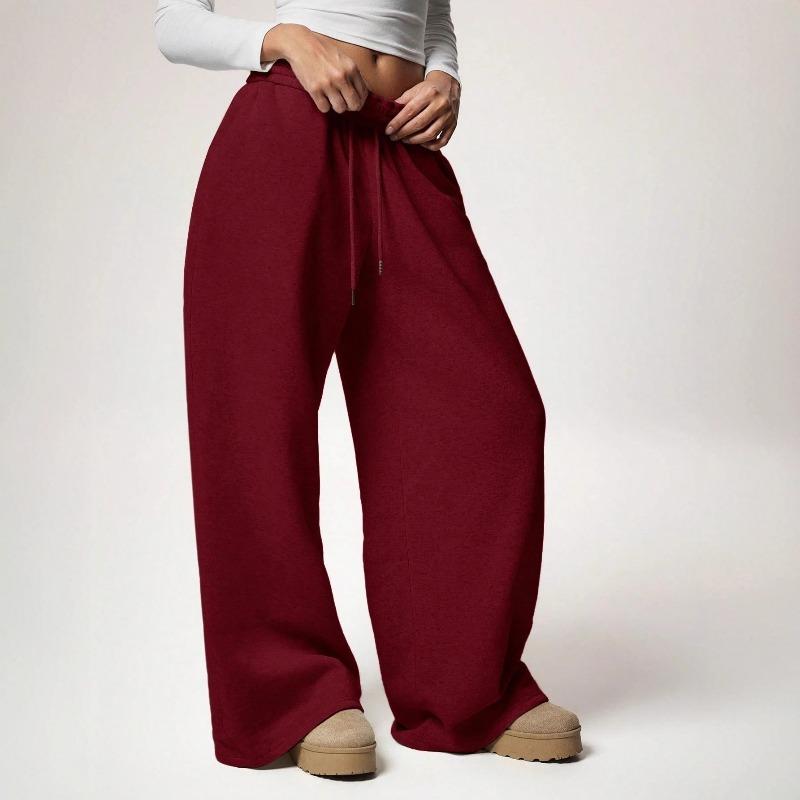 Autumn Winter High Waisted Thick Drawstring Pants Women Loose and Casual Sports Warm Pants Commuting Style