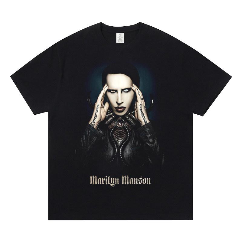 

Marilyn Mansons Shortsleeved Tshirt Featuring The Concert Logo Made of Pure Cotton for Both Men and Women M
