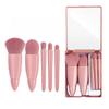 Foundation Brush, Loose Powder Brush, Eye Shadow Brush, 5 Pieces with Makeup Mirror, Travel Makeup Brush Set, Mini Portable Boxed Makeup Brush