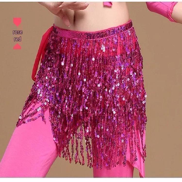 Sequin Tassel Waist Chain Hip Scarf for Belly Dance Performance & Practice