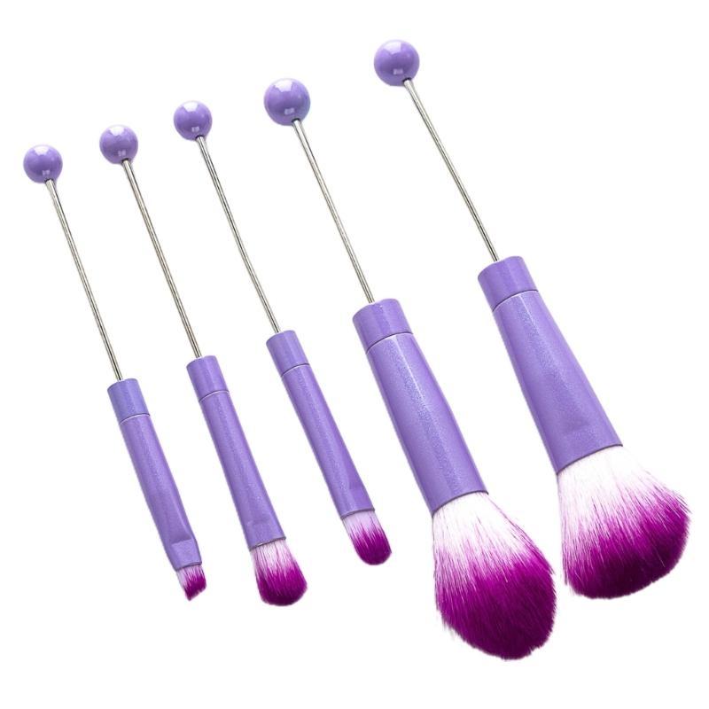 A52E Professional DIY Beaded Makeup Brushes Set Metal Handle Beadable Cosmetic Brush