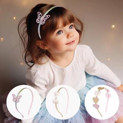 Children's Heart & Butterfly Sequined Headband - Cute Princess Hairpin
