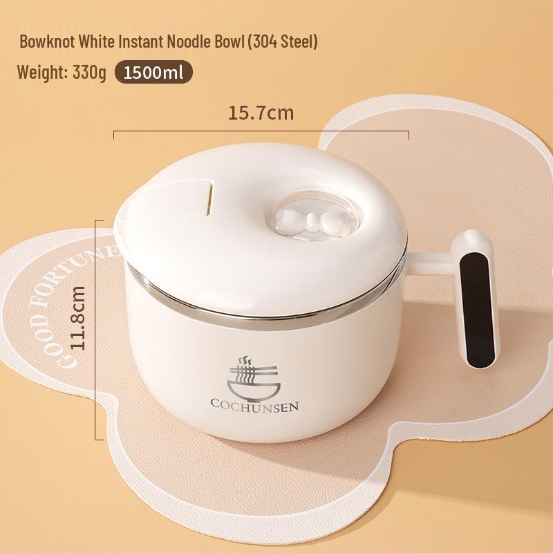 Portable Stainless Steel Noodle Bowl with Lid - Student Lunch Box Edition