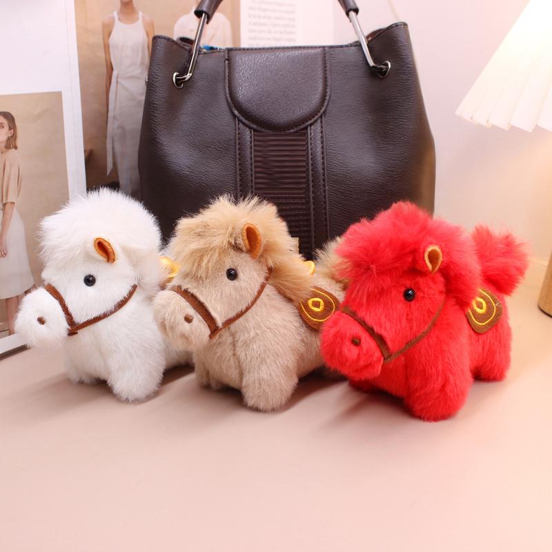 Cute Year Plush Keychain Bag Charm Doll Charm Miniature Horse Figurine
