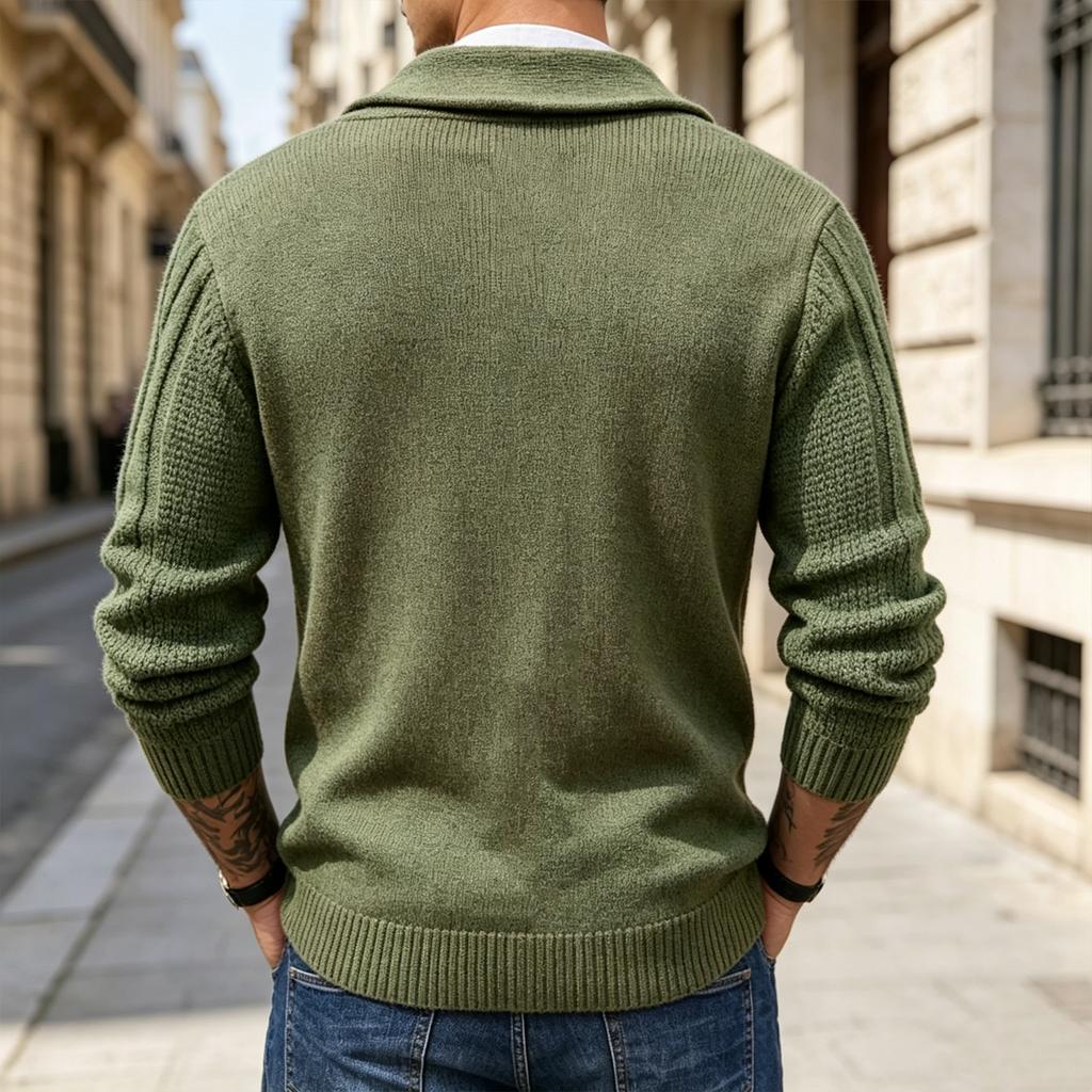 Herren V-Ausschnitt Knopfleiste Strickjacke Pullover Langarm Strickoberteil für Herbst Winter