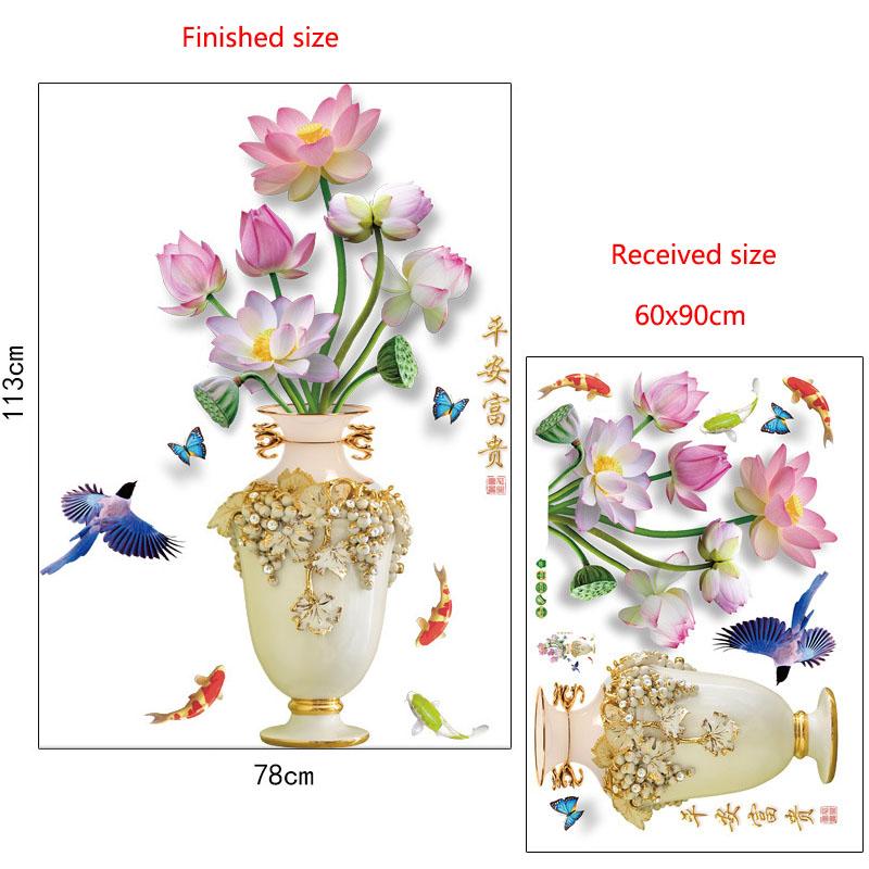 

Сучасна китайська ваза, настінна наклейка для декору дому, візерунок миру та багатства, декор для вітальні, спальні, передпокою 60cmx90cm різнокольоровий