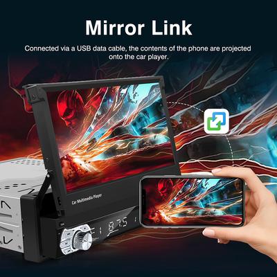 Carplay Android Auto Universal 1 Din MP5 Player 7 Inch Retractable Touch Screen Car Player HD FM AUX Input BT Radio Mirror Link